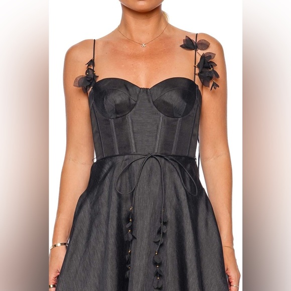 ZIMMERMANN NATURA BLACK CORSET MIDI DRESS - Picture 10 of 17